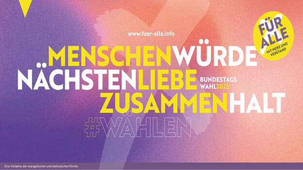 Banner der Wahlkampagne 2025 FUER-ALLE mit Herz und Verstand