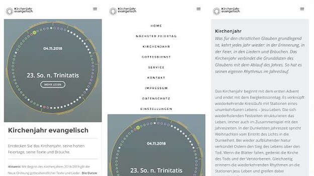 Benutzeroberfläche App zum Kirchenjahr