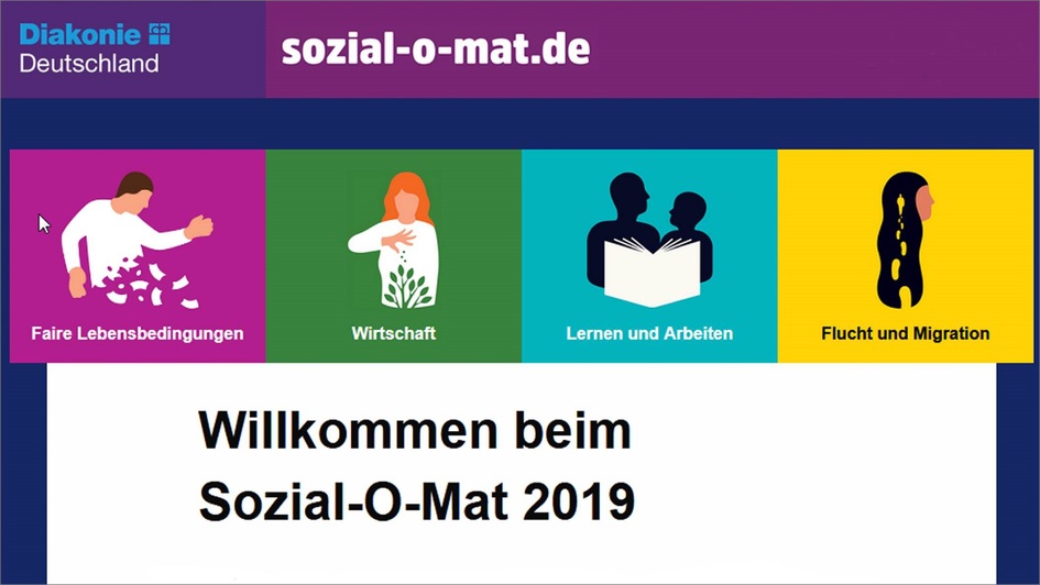 Screenshot des „Sozial-O-Mats“ der Diakonie