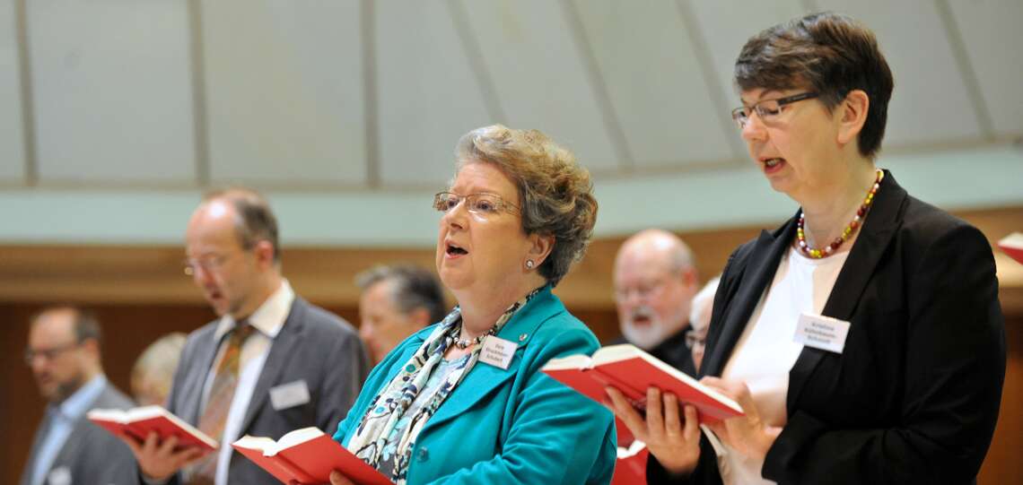 Morgenandacht am zweiten Sitzungstag der Synode der Evangelischen Kirche in Deutschland (EKD), am Samstag (02.05.2015) in Wuerzburg.