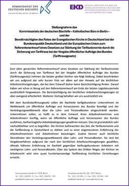 Cover der Gemeinsamen Stellungnahme zum Tariftreuegesetz