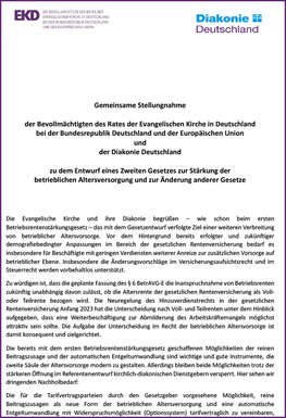 Cover Gemeinsame Stellungnahme der Kirchen Betriebsrentenstärkungsgesetz