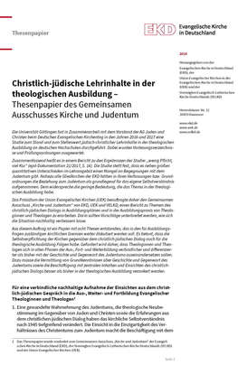 Cover Thesenpapier christlich-jüdische Lehrinhalte in der theologischen Ausbildung