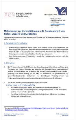 Gesamtvertrag und Meldebogen zur Vervielfältigung