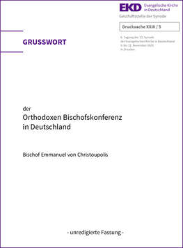 Cover Synode 2025 Grußwort für die Orthodoxe Bischofskonferenz in Deutschland